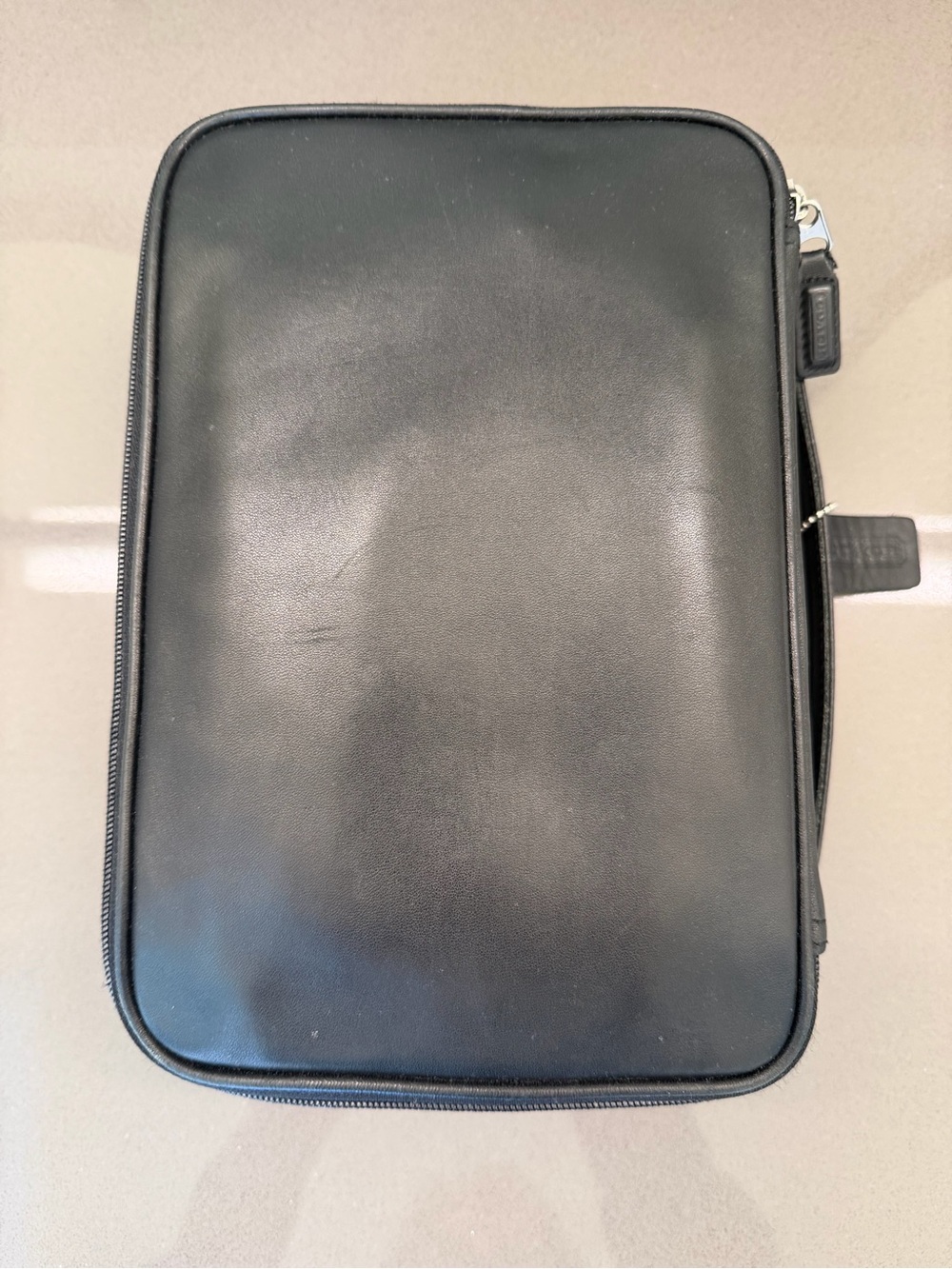 Vintage Coach Black Leather toiletry case/dopp kit